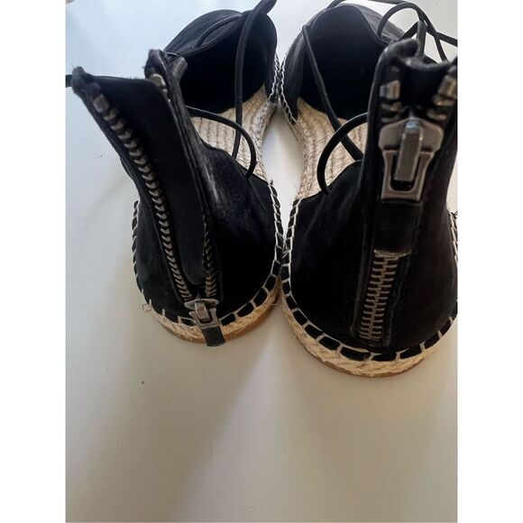 Eileen Fisher Womens Black Suede Leather Back Zip Lace Espadrille Flat Sz 9 NWOT - Picture 7 of 8